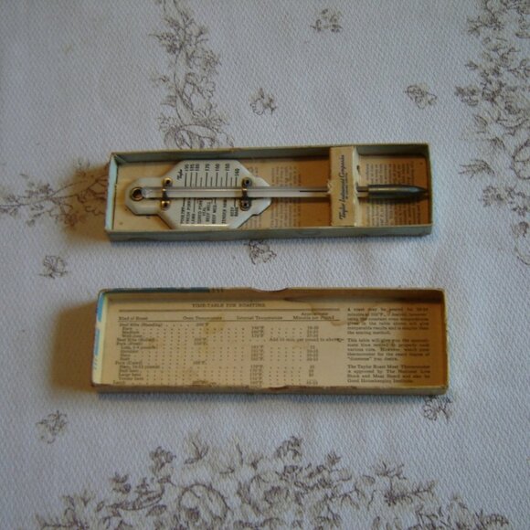 Vintage Taylor #5936 roast thermometer 1950s in original box VGU - Picture 2 of 6